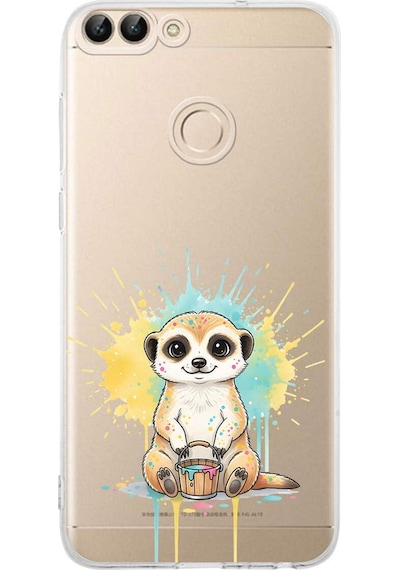 Huawei P Smart 2018 İle Uyumlu Splash Mirket Tasarımlı Şeffaf Silikon Kılıf Şeffaf