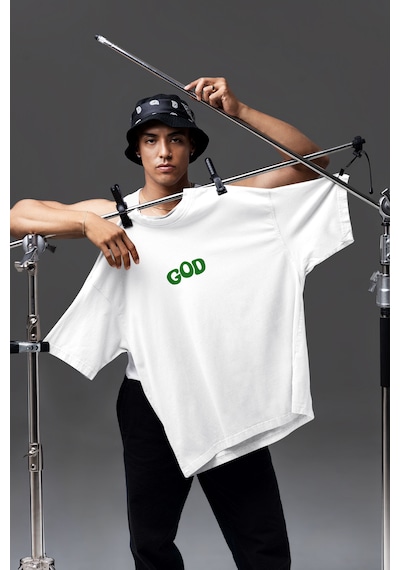 Dijital Baskılı Unisex Tshirt, Günlük Kullanıma Uygun Pamuklu Regular Tshirt Beyaz