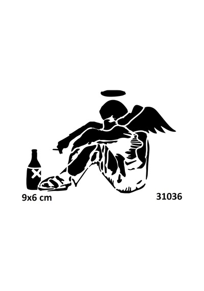 Airbrush Tattoo Üzgün Melek Yapışkanlı Stencil Süsleme Ve Boyama Kalıbı