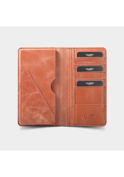 Guard Leather Babaya Hediye Telefon Girişli Antik Taba Deri Cüzdan