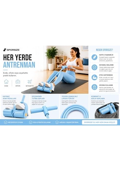 Sporsize Body Trimmer Kadınlar İçin, 2 Tüplü Hafif Dirençli Ayak Pedallı Egzersiz Aleti, Başlangıç Seviyesi Evde Fitness Ekipmanı