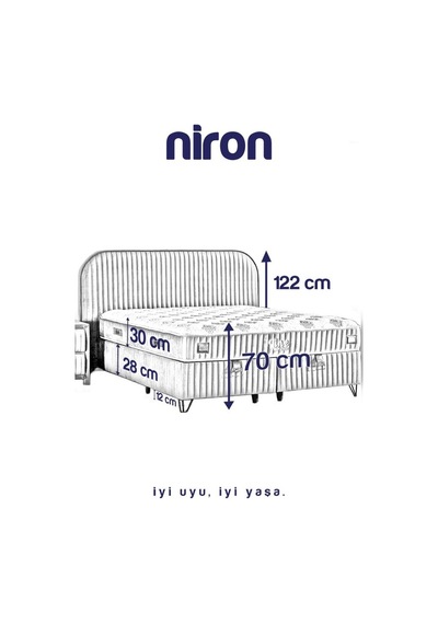 Niron Line Visco Yatak Seti 150x200 Orta Sert Ortopedik Yatak Lüks Baza Ve Başlık Takımı