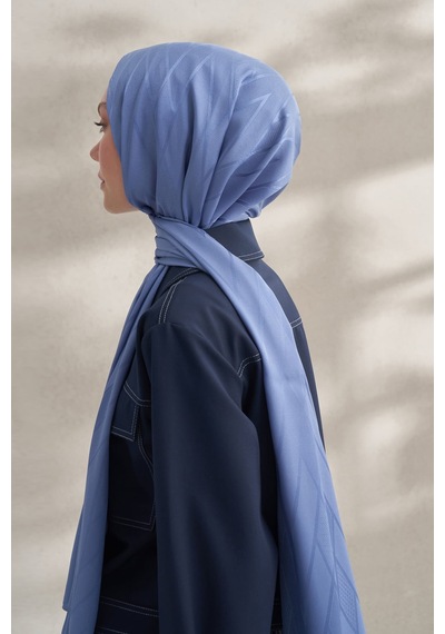 Armanda Krep Jakar Prizma Desen Şal - 70 X 190 İndigo