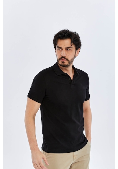 Süvari Slim Siyah Erkek Polo Yaka T-shirt Ts1014000474