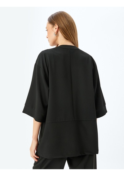 Koton Kalça Boy 3/4 Kollu Kimono Siyah 5sak50050pw Siyah