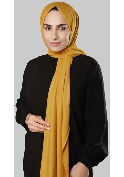 Hürrem Bone Sarı Düz Klasik Şal Viskon Likralı Penye 202101 59 Sarı