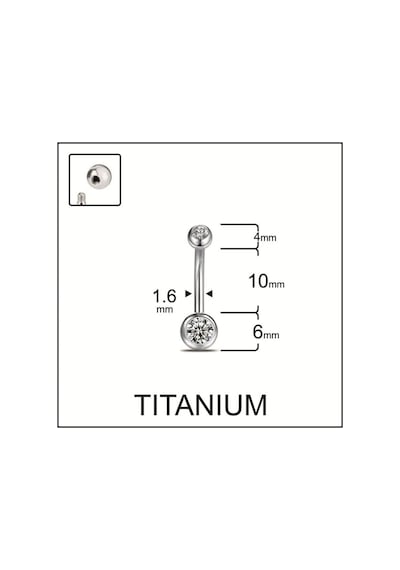 Yüksek Kalite G23 Titanium Çift Taşlı Titanyum Göbek Piercingi Gümüş
