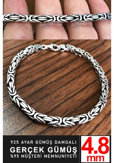 925 Ayar Gümüş Erkek Kare Kral Zincir Bileklik Künye Erkeğe Sevgiliye Hediye Msb15 Mavi 16057486
