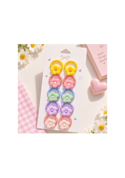 Çiçek Figürlü Mini Çocuk Saç Tokası Seti - Renkli 10 Adet Renkli Çiçek - 255601554 Renkli Çiçek - 255601554 Renkli Çiçek