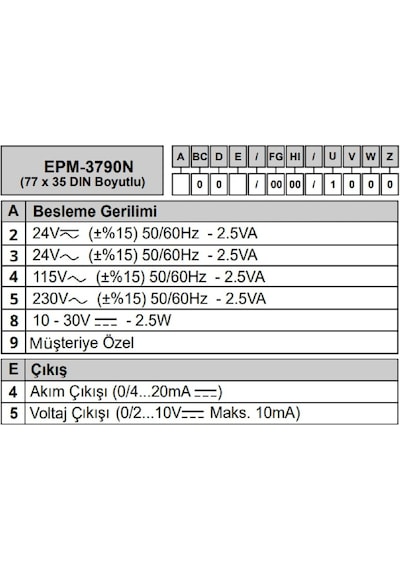 Emko Epm-3790-n.50004/0000/1000 ,77x35mm 220vac 4..20ma Dijital Pot.