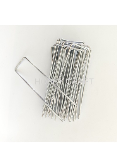 Crea.eco U-tipi Çadır Kazığı , Bahçe Örtüsü Sabitleme Kazığı 15 Cm 20 Ad 4 Mm Kalın Galvanizli Paslanmaz Tel Açık Gri