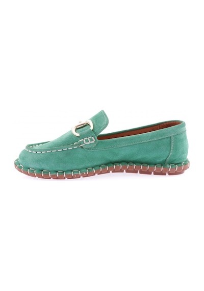 Dgn 600-23y Kadin Dikiş Detayli Metal Tokali Loafer Ayakkabi 600-2109-R13405 Yeşil