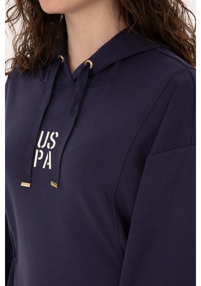 U.S. Polo Assn. Kadın Mürdüm Modal Karışımlı Mini Boy Kapüşonlu Sweatshirt Elbise 50314196-VR074