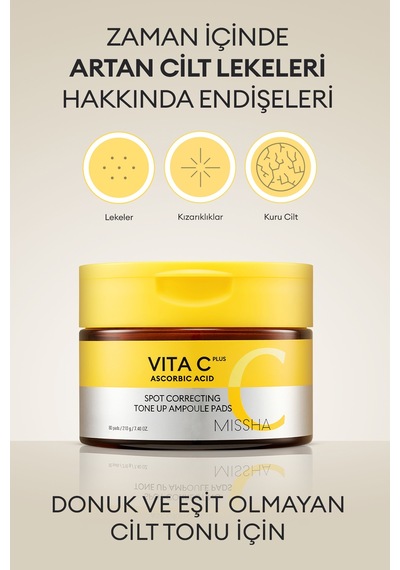 Missha Vita C Plus Tone-Up Pads Ton Eşitleyici Ampul Ped 135 ML