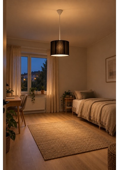 Şenay Aydınlatma Modern Silindir PVC Sarkıt Avize Siyah Tavan Lambası Salon Yatak Odası