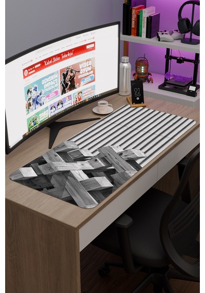 Brütalist Tarz Kaymaz Dikişli Kauçuk Oyuncu Mousepad V2 - 90x40 Xxl Gaming Mouse Pad Fare Altlığı