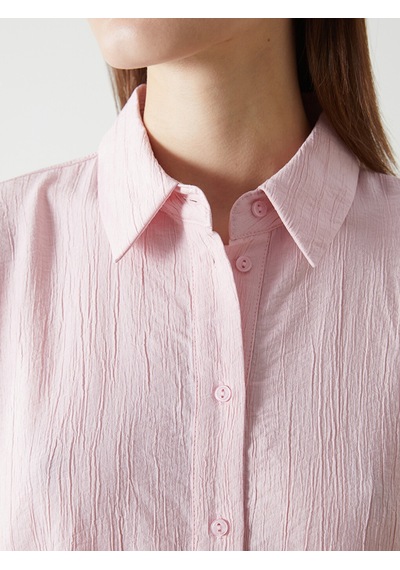 Lcw Vision Pembe Dokulu Oversize Kadın Gömlek