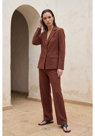 Hiccup My Fashıon Kadın Blazer Ceket Kestane Kahvesi