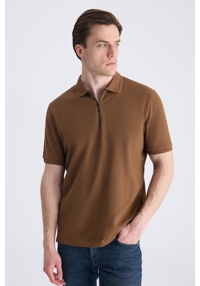 D's Damat Ds Damat Regular Fit Kahverengi Pike Dokulu %100 Pamuklu T-shirt 4hc140211214m 201