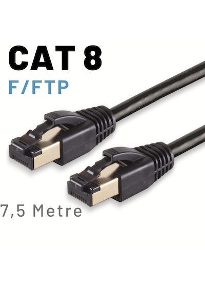 Irenıs 7,5 Metre Cat8 Kablo F/ftp Lszh Ethernet Kablosu, Siyah