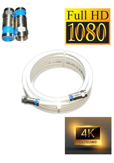 Rg6-u6 4k/full Hd/3d Saf Çelik 2 Metre F Konnektörlü Uydu Kablosu