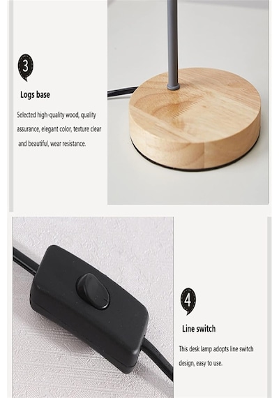 Usb Led Masa Lambası Siyah Ahşap Tabanlı Modern Dekoratif, Şık Esnek Boyunlu Ofis Ve Çalışma Lambası Siyah