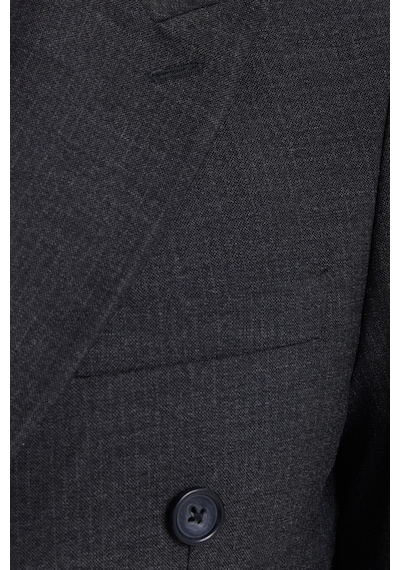Tudors Erkek Slim Fit Sivri Yaka Çizgili Kapaklı Cepli Antrasit Takım Elbise-41961