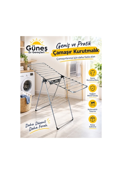 Genel Markalar Büyük Boy Katlanabilir Çamaşır Kurutmalık Ekstra Sağlam Metal Gövdeli, Paslanmaz Borulu, Geniş Kurutma Alanı, Ev Tipi Çamaşır Askılığı Gri Genel Markalar Büyük Boy Katlanabilir Çamaşır Kurutmalık Ekstra Sağlam Metal Gövdeli, Paslanmaz Borulu, Geniş Kurutma Alanı, Ev Tipi Çamaşır Askılığı Gri
