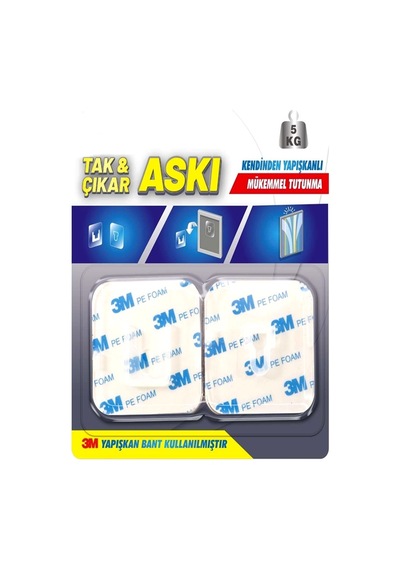 Tak Çıkar Askı 3m Yapışkanlı Askı Pratik Geçmeli Askı Şeffaf