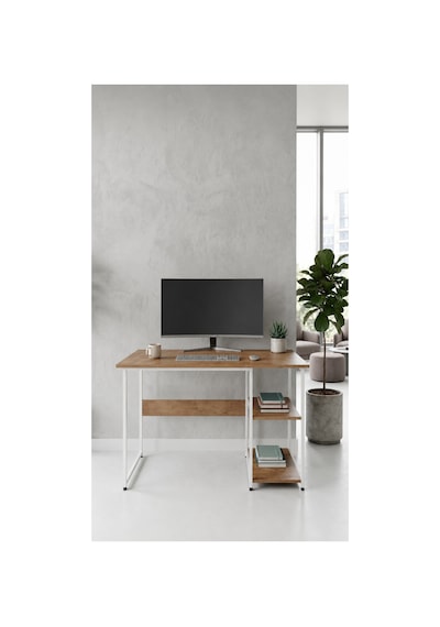 Vienna 2 Raflı Metal Ayak Çalışma Masası Laptop Masası Bilgisayar Masası 60x120cm Beyaz - Çam Vienna 2 Raflı Metal Ayak Çalışma Masası Laptop Masası Bilgisayar Masası 60x120cm Beyaz - Çam