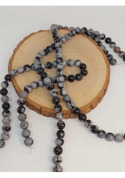 Kar Tanesi Obsidyen Taşı Dizi 10mm 49250
