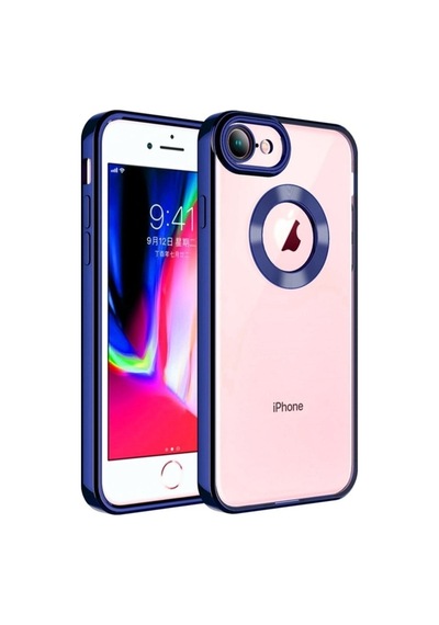 Apple Uyumlu iPhone Se 2022 Kılıf Kamera Korumalı Logo Gösteren Zore Omega Kapak Lacivert