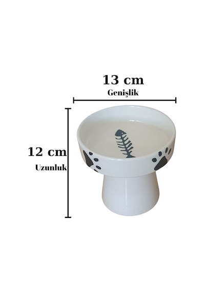 Seramik Kedi Ve Köpek Mama Su Kabı 300 Ml Ayaklı Yükseltilmiş Mama Kabı 13 Cm