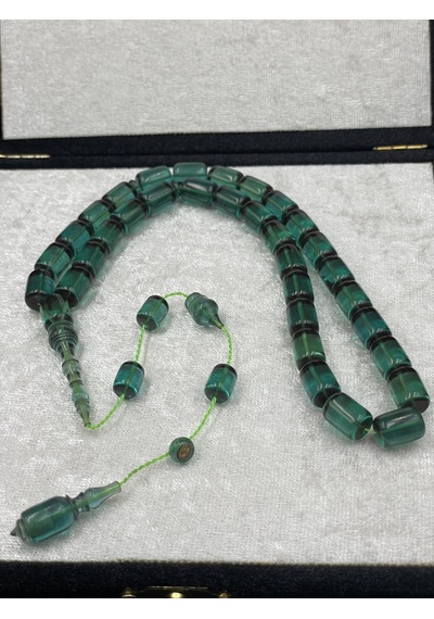 Usta Mehmet Toprak İmzalı Kuru Torna Ateş Kehribar Tespih 11x8 Mm Gümüş