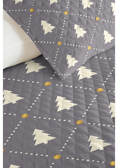 Çam Ağacı Gri Genç Odası Tek Kişilik Pike Takımı - Geometrik Hardal 160x220 Cm Kapitone Yatak Örtüsü Fısıltılı Göl İzi