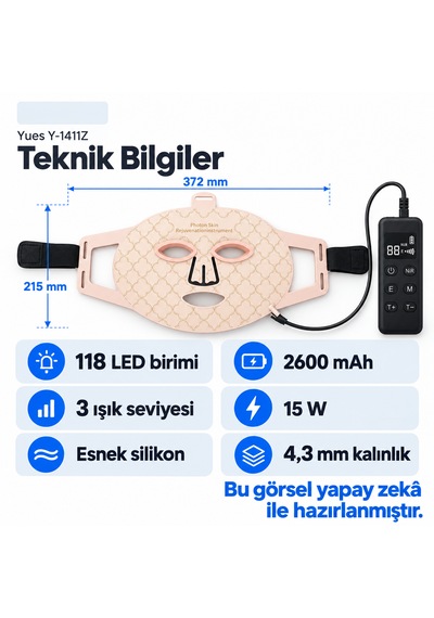 Yues Y-1411z Led Yüz Maskesi 8 Modlu Şarjlı Cilt Bakım Cihazı
