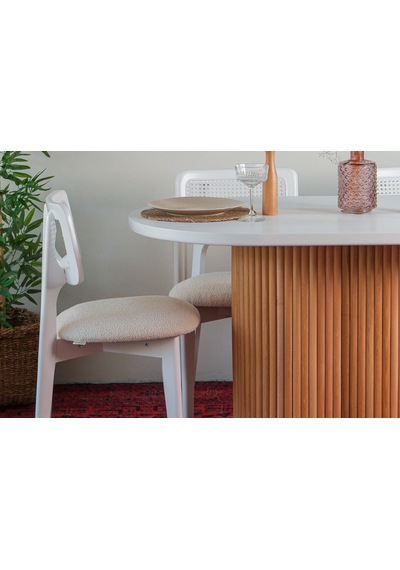 Niyegara İskandinav Natural Ahşap Masa Sandalye Takımı 90x130 Beyaz
