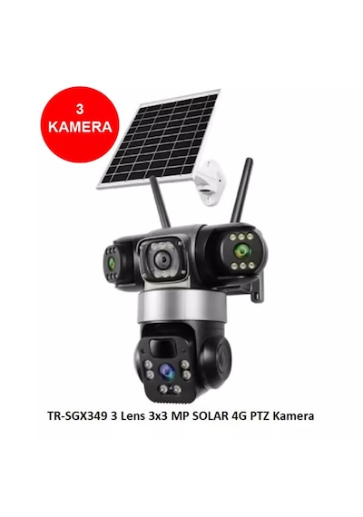 Trio Tr-sgx349 3 Kameralı 3x3 Mp Solar 4g Ptz Sim Kartlı Kamera Veesky