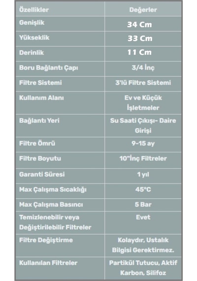 Daire Ve Bina Girişi Için Kireç-klor-tortu Önleyici Üçlü Set Arıtma Sistemi