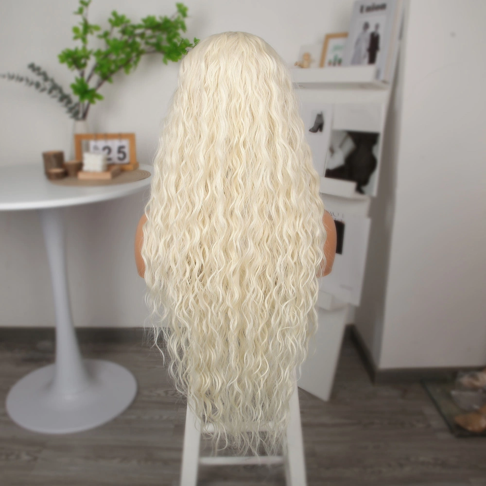 Platin Uzun Afro Dalga Fiber Sentetik Tül Peruk - Zmff-582463 Renkli