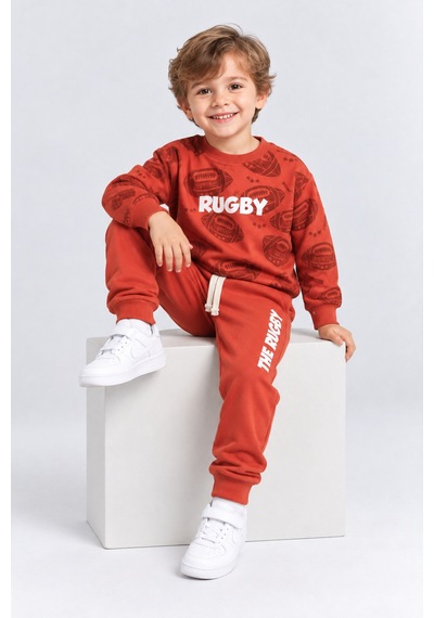 Ahengim Erkek Çocuk Rugby Topu Baskılı Pamuklu Sweatshirt Ve Pantolon Eşofman Takımı Ak119 Turuncu Ahengim Erkek Çocuk Rugby Topu Baskılı Pamuklu Sweatshirt Ve Pantolon Eşofman Takımı Ak119 Turuncu