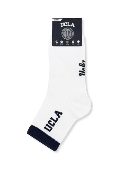 Ucla Julıo 3'lü Beyaz Uzun Jakarlı Pamuk Standard Fit Unisex Çorap