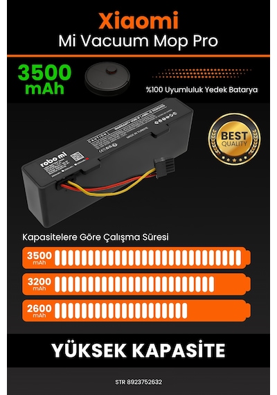 Xiaomi Mi Vacuum Mop Pro STYTJ02YM Uyumlu 3500mAh Robot Süpürge Bataryası