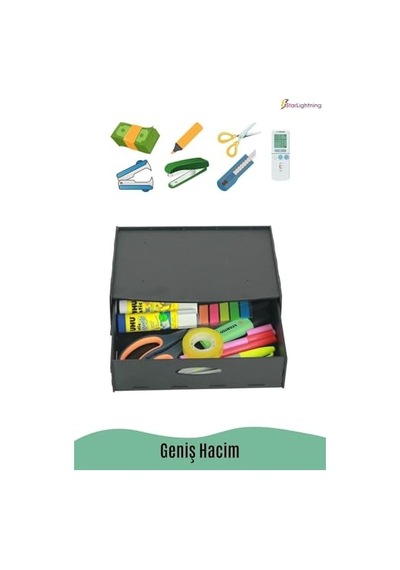 Gizli Çekmece Organizer Masa Altı Saklama Kabı Siyah Renk Model 2 8683400402609 Açık Bej