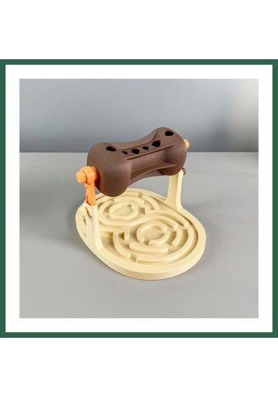 Bezos 3d Baskı Labirentli Köpek Ve Kedi Zeka Oyuncağı Dönen Ödül Silindirli Yavaş Yeme Aktivite - Kahverengi Krem Bzs01