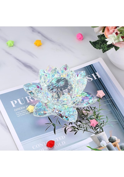 Chacha Home Kristal Nilüfer Çiçeği Obje & Mumluk - Lüks Cam Lotus Sehpa Ve Konsol Dekoru 15 Cm / 10 Cm / 8 Cm / 6 Cm Mini