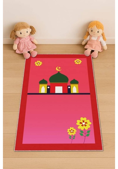 Kırmızı Cami Temalı Kız Çocuk Seccadesi Cs23n11