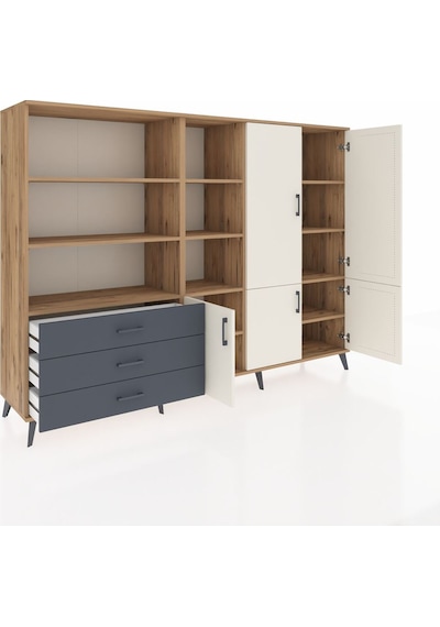 Hyperion Dolap 11 Raflı 3 Çekmeceli 5 Kapaklı 220x44x163 Çam-ayta Çam-aytaşı/antrasit Hyperion Dolap 11 Raflı 3 Çekmeceli 5 Kapaklı 220x44x163 Çam-ayta Çam-aytaşı/antrasit