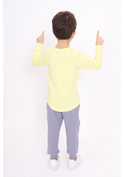 Toontoy Kids Toontoy Kız Çocuk Bisiklet Yaka Uzun Kollu Tişört Açık Sarı