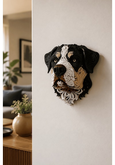 Dekoratif Köpek Başı Duvar Süsü Modern Tasarım Ev Ofis Salon Dekoru Hayvan Figürlü Hediyelik Biblo 22 X 21